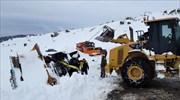 Ανατροπή εκχιονιστικού στα Τρίκαλα