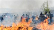 Protest by migrants in northern Greece in demand of passage to Germany