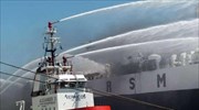 Fire on vessel docked west of Piraeus