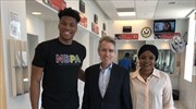NBA star Giannis Antetokounmpo greeted at US consulate by Amb. Geoffrey Pyatt