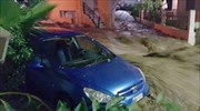 Πλημμύρες και προβλήματα στη Θάσο από τη βροχόπτωση
