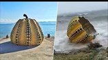 Yayoi Kusama Pumpkin • Yellow Pumpkin [Priceless Yayoi Kusama Sculpture Swept Into the Ocean]