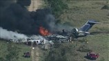 Plane carrying multiple people engulfed in flames after crashing in Texas