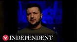 Ukraine president Zelensky delivers speech at the Grammys