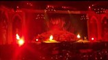 Bruce Dickinson pissed off by a fan with a flare. Athens-Greece