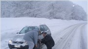 Με αλυσίδες η κυκλοφορία στα ορεινά της Β. Ελλάδας