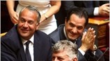 Οι βουλευτές της Νέας Δημοκρατίας Αδωνις Γεωργιάδης (Δ) και Μάκης Βορίδης (Α) ...