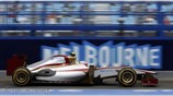 Ο οδηγός της HRT, Narain Karthikeyan, κατά τη διάρκεια των ελεύθερων δοκιμαστικών ...