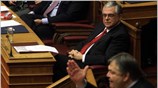 Ο αντιπρόεδρος της κυβέρνησης και υπουργός Οικονομικών Ευάγγελος Βενιζέλος μιλάει στο βήμα ...