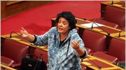 Η βουλευτής του ΚΚΕ, Λιάνα Κανέλλη, μιλάει στη Βουλή στη συζήτηση για ...