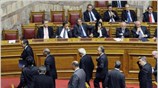 Η Νέα Δημοκρατία, η οποία αποχώρησε από τη συζήτηση στη Βουλή για ...