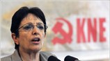 Η γ.γ. της Κ.Ε. του ΚΚΕ Αλέκα Παπαρήγα, μιλώντας σε συγκέντρωση φοιτητών ...