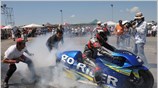 Στιγμιότυπο από τους αγώνες επιτάχυνσης (dragster), που πραγματοποιήθηκαν στην Τρίοδο Μεσσήνης το ...