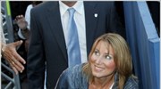 Στιγμιότυπο από την ομιλία του προέδρου της Νέας Δημοκρατίας Κώστα Καραμανλή στην ...