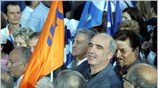 Στιγμιότυπο από την ομιλία του προέδρου της Νέας Δημοκρατίας Κώστα Καραμανλή στην ...