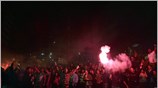 Φίλαθλοι του Παναθηναϊκού πανηγυρίζουν την κατάκτηση του πέμπτου Ευρωπαϊκού Πρωταθλήματος μετά τη ...