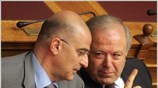 Ο υπουργος Δικαιοσύνης Νίκος Δένδιας και ο υφυπουργός Εσωτερικών Χρήστος Μαρκογιαννάκης συνομιλούν ...