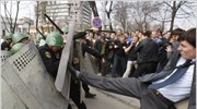 Έκκληση για τερματισμό των διαδηλώσεων στους δρόμους της πρωτεύουσας της Μολδαβίας Τσισινάου, ...