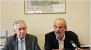 Ο πρόεδρος και ο κοινοβουλευτικός εκπρόσωπος του ΣΥΡΙΖΑ Αλέκος Αλαβάνος και Φώτης ...