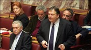 Ο βουλευτής του ΠΑΣΟΚ Ευάγγελος Βενιζέλος μιλάει στην ολομέλεια της Βουλής κατά ...