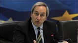 Ο υπουργός Οικονομίας και Οικονομικών κ. Γιώργος Αλογοσκούφης στη συνέντευξη Τύπου που ...