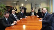 Ο πρόεδρος του ΠΑΣΟΚ Γιώργος Παπανδρέου συνομιλεί με τον πρόεδρο της Ευρωπαϊκής ...