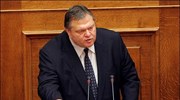 Ο κοινοβουλευτικός εκπρόσωπος του ΠΑΣΟΚ Ευάγγελος Βενιζέλος  κατά την ομιλία του ...