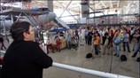 Η γ.γ. του ΚΚΕ Αλέκα Παπαρήγα μιλάει σε εργαζόμενους της Ολυμπιακής Αεροπορίας, ...