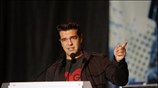 Ο πρόεδρος του ΣΥΝ Αλέξης Τσίπρας κατά την ομιλία του στο φετινό ...