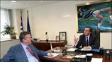 Ο υπουργός Πολιτισμού, Μιχάλης Λιάπης και ο υφυπουργός, αρμόδιος για θέματα Αθλητισμού, ...