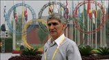 Ο προπονητής της Εθνικής ομάδας μπάσκετ Παναγιώτης Γιαννάκης προσέρχεται στην τελετή έπαρσης ...