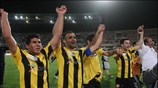 Στιγμιότυπο από τους πανηγυρισμούς των παικτών του Εργοτέλη μετά την παραμονή τους ...