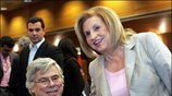 Ο πρώην πρόεδρος της Νέας Δημοκρατίας Μιλτιάδης Έβερτ και η υπουργός Απασχόλησης ...