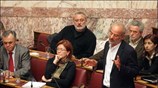 Ο πρόεδρος της Κοινοβουλευτικής Ομάδας του ΣΥΡΙΖΑ Αλέκος Αλαβάνος μιλάει χθες στην ...