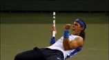 Ο Ισπανός Rafael Nadal πανηγυρίζει την νίκη του κόντρα στον Αμερικανό James ...