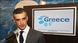 Ο υπουργός Τουριστικής Ανάπτυξης Αρης Σπηλιωτόπουλος μιλά στο ελληνικό περίπτερο στα εγκαίνια ...