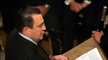Ο υπουργός Παιδείας και Θρησκευμάτων Ευριπίδης Στυλιανίδης εκφωνεί επικήδειο  στη νεκρώσιμη ...