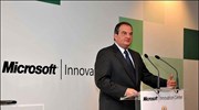 Ο πρωθυπουργός Κώστας Καραμανλής μιλάει στα εγκαίνια του κέντρου καινοτομίας της Microsoft. ...