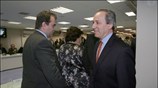 Ο υπουργός Οικονομίας και Οικονομικών Γιώργος Αλογοσκούφης και ο Ειδικός Γραμματέας της ...