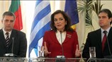 Οι υπουργοί Εξωτερικών της Ελλάδας Ντόρα Μπακογιάννη, της Ρουμανίας Adrian Cioroianu και ...