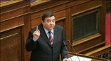 Ο πρόεδρος του ΛΑΟΣ Γιώργος Καρατζαφέρης, στην ομιλία του κατά τη διάρκεια ...