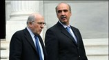 Οι υπουργοί Γιώργος Σουφλιάς, ΠΕΧΩΔΕ και Βαγγέλης Μεϊμαράκης εξέρχονται από το Μέγαρο ...