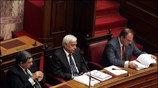 Ο πρωθυπουργός Κώστας Καραμανλής, ο υπουργός Απασχόλησης Βασίλης Μαγγίνας και ο υπουργός ...