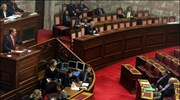 Γενική εικόνα κατά την ομιλία του πρωθυπουργού Κώστα Καραμανλή, στη συζήτηση στο ...