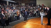 Ο υποψήφιος για την προεδρία στο ΠΑΣΟΚ Ευάγγελος Βενιζέλος κατά την ομιλία ...