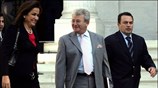 Οι υπουργοί Εξωτερικών Ντόρα Μπακογιάννη, Ανάπτυξης Χρήστος Φώλιας και Παιδείας Ευριπίδης Στυλιανίδης ...