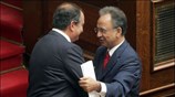 Ο πρωθυπουργός Κώστας Καραμανλής και ο νέος πρόεδρος της Βουλής Δημήτρης Σιούφας ...