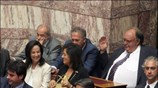 Οι βουλευτές του ΠΑΣΟΚ Θεόδωρος Πάγκαλος, ¶ννα Διαμαντοπούλου και Βάσω Παπανδρέου, στην ...