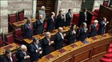 Ο πρωθυπουργός Κώστας Καραμανλής και οι υπουργοί της Κυβέρνησης στην τελετή ορκωμοσίας ...