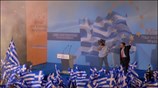 Ο πρωθυπουργός και πρόεδρος της Νέας Δημοκρατίας Κώστας Καραμανλής μιλάει σε ανοιχτή ...